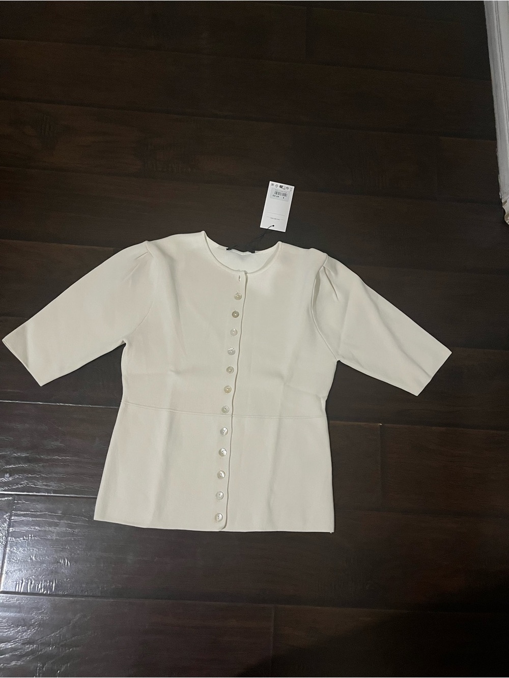 Zara Cream Button-Front Top